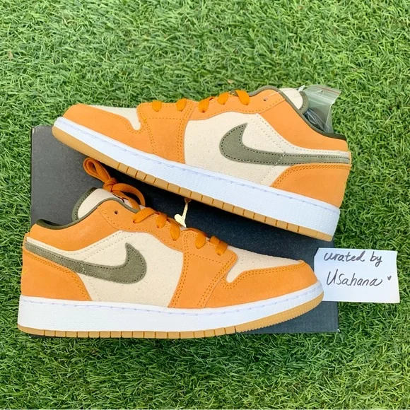 Nike Air Jordan 1 low curry olive shoes - Picture 2 of 5